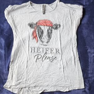 Gray Women's Muscle Tee with Cow Print